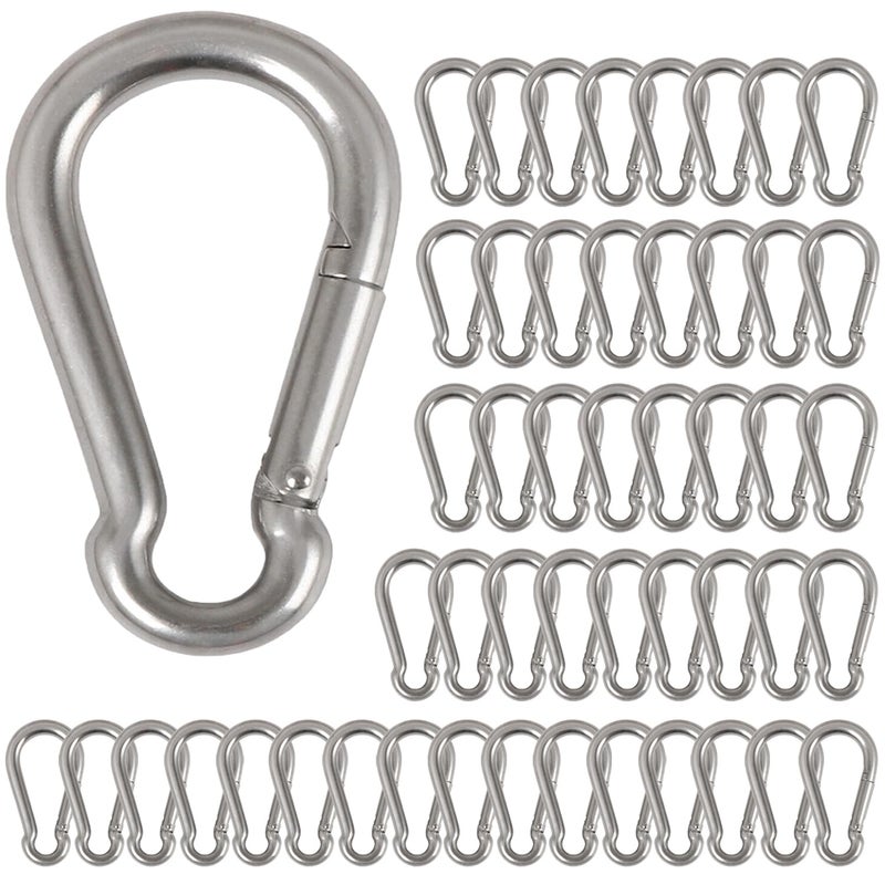 Yision 50Pcs 2” Safety Spring Snap Hook, M5 3/16”Carabiner Quick Link Snap Hooks for Camping Hiking, 176LBS Holding Capacity Heavy Duty Steel Carabiner Clip Buckle for Swing Hammock Gym Outdoor - Image 1